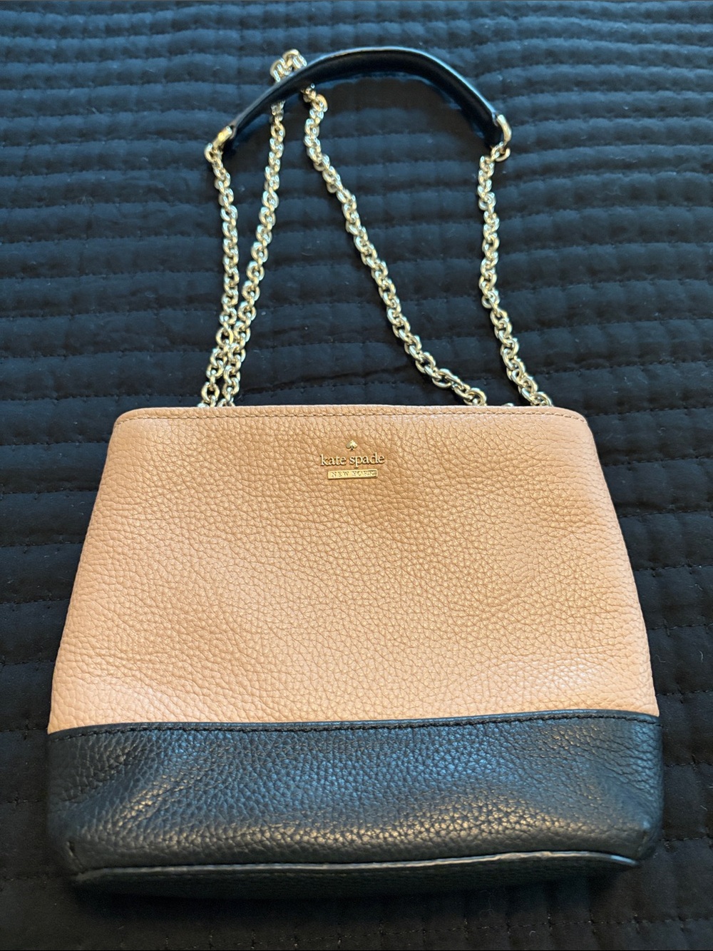 kate spade Two-Tone Pebbled Leather Crossbody - Tan & Black